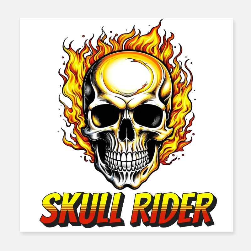 Brennender Schädel, Schädelreiter kommt Poster 20x20 cm