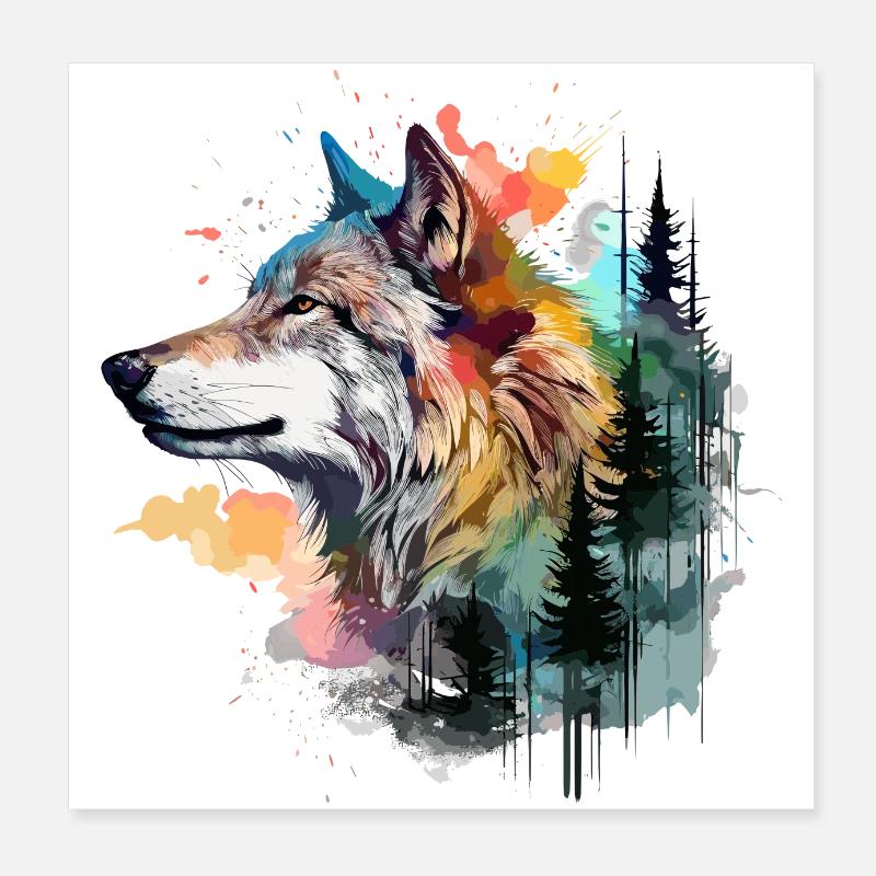 Wolf poster - Poster 8" x 8" (20x20 cm) - white