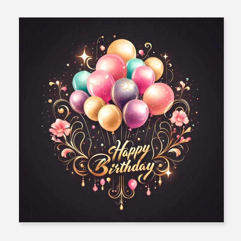 Happy Birthday Poster 8" x 8" (20x20 cm)