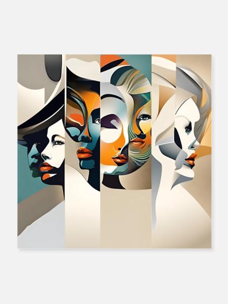 Kubismus - Poster 20x20 cm - Weiß