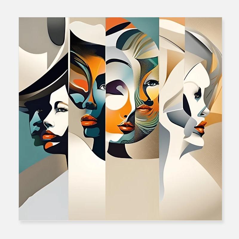 Kubismus - Poster 20x20 cm - Weiß
