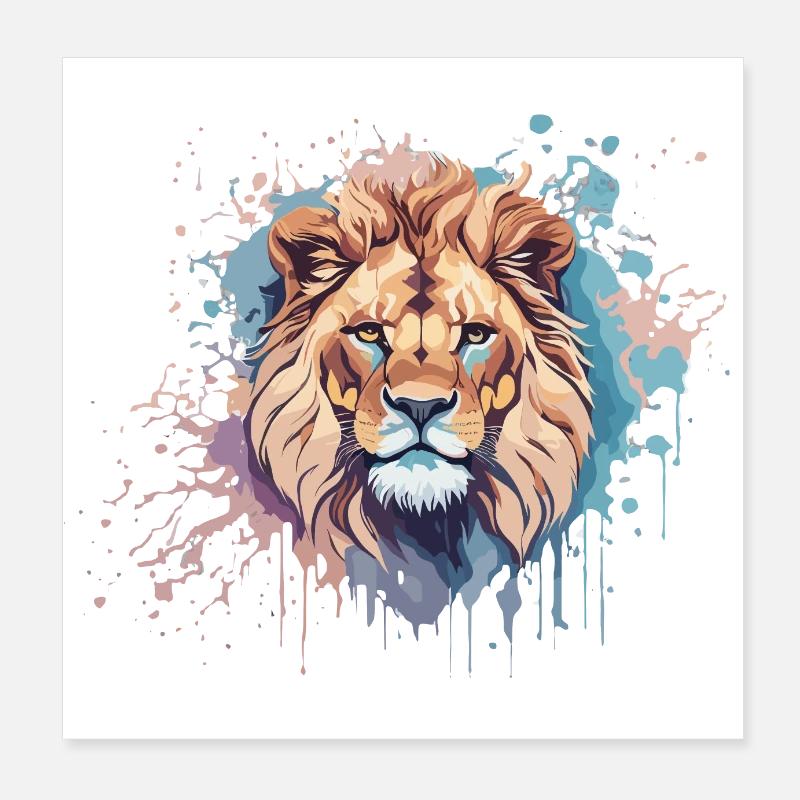 Lion coloré Poster 20 x 20 cm