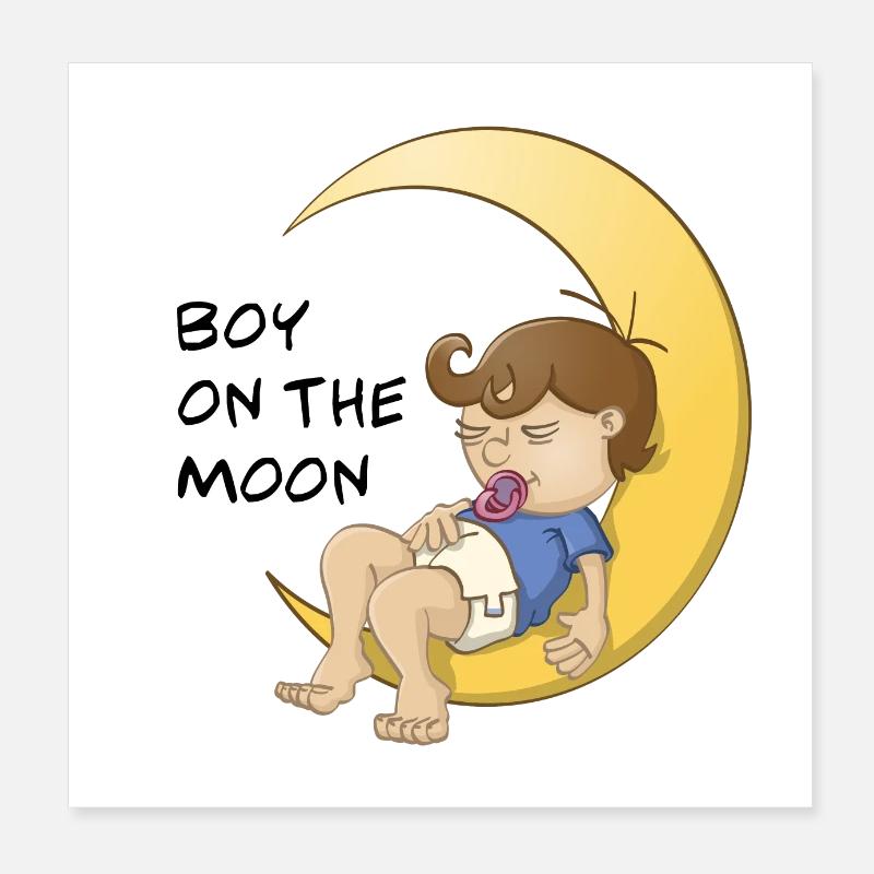 Sleeping baby boy on the crescent moon Poster 8" x 8" (20x20 cm)