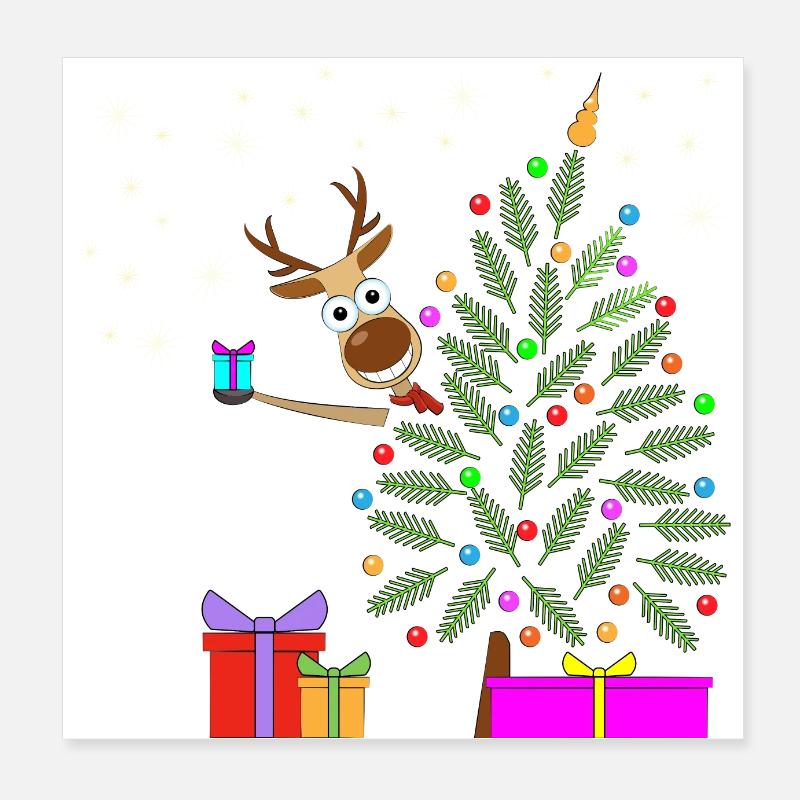 Tannenbaum mit Hirsch Poster 20x20 cm