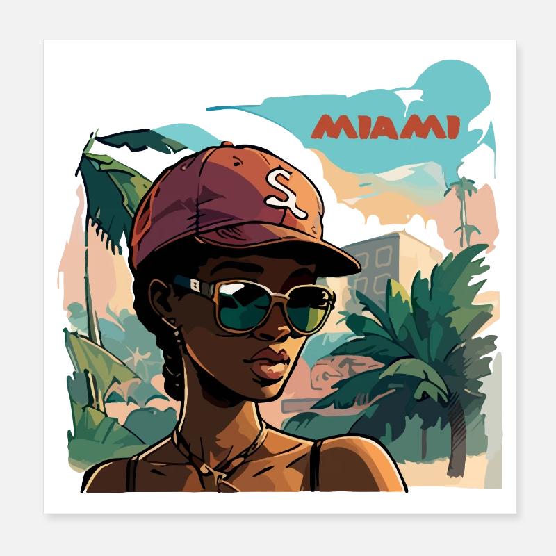 Miami Post Card Poster 8" x 8" (20x20 cm)