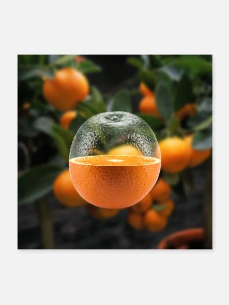 Juicy Orange mit Glaseffekt - Poster 20x20 cm - Weiß