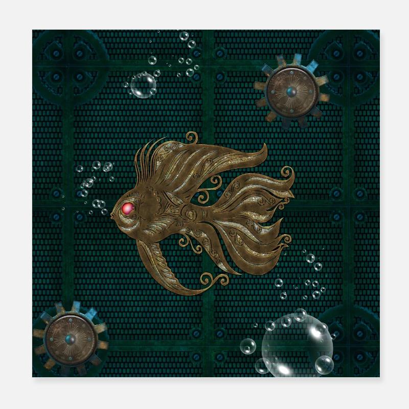 Wonderful steampunk fish. Poster 8" x 8" (20x20 cm)