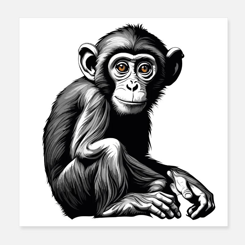 Monkey / Animal / Zoo / Chimpanzee / Wild / Comic Poster 8" x 8" (20x20 cm)