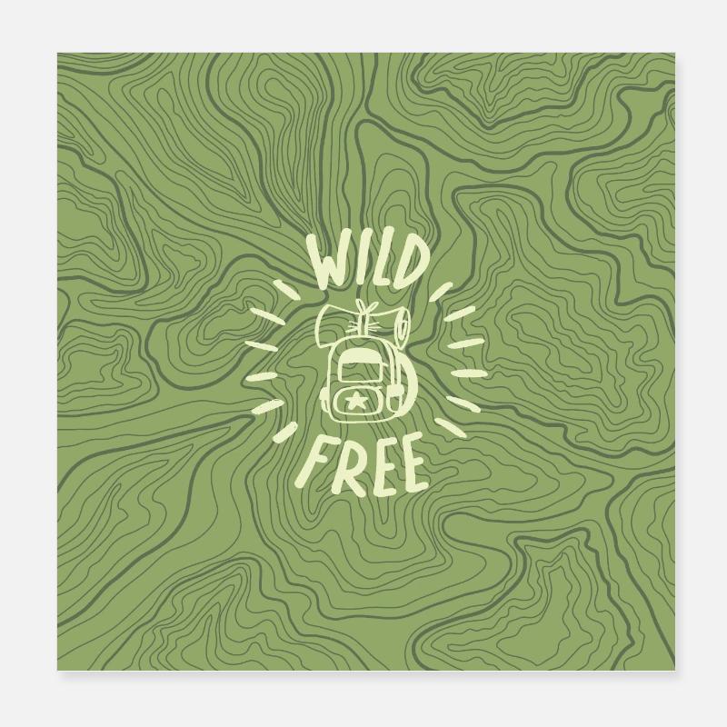 Free & Wild Pattern - Poster 8" x 8" (20x20 cm) - white