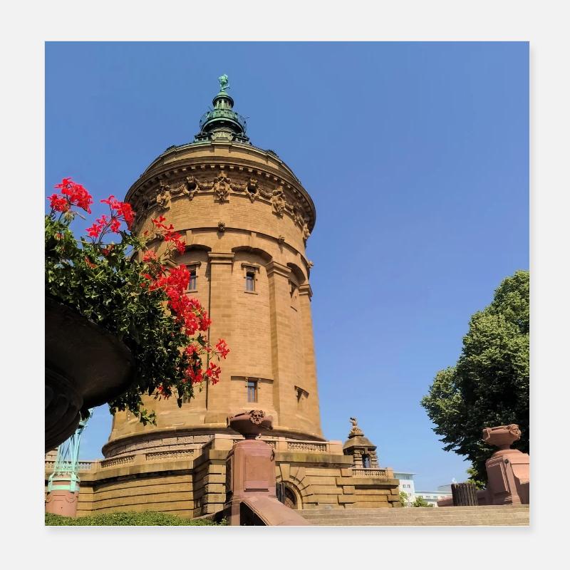 MANNHEIM WATER TOWER Poster 8" x 8" (20x20 cm)