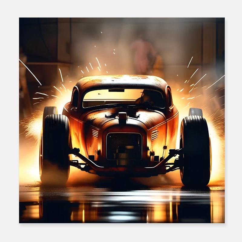 Rusty Hot Rod racing #6 Poster 8" x 8" (20x20 cm)