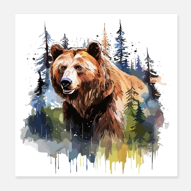 Grizzlybär, Braunbär Poster 20x20 cm