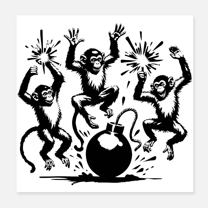 Affen im Krieg Poster 20x20 cm