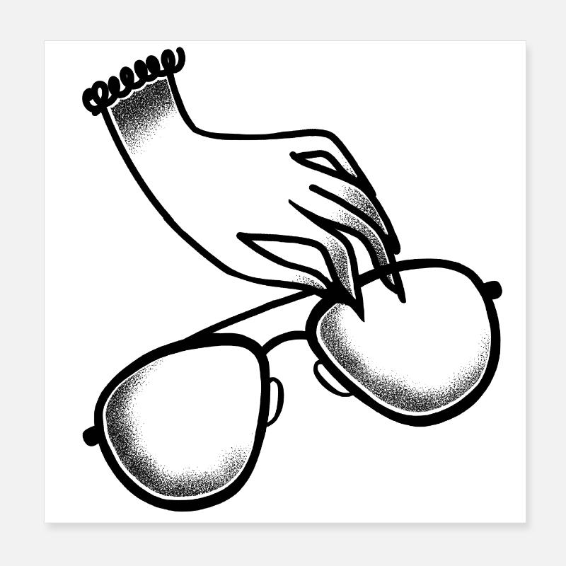 Tattoo-Stil Boho Hand Und Sonnenbrille Poster 20x20 cm