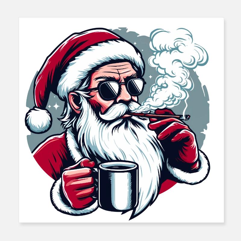 Rygning julemanden Poster 20x20 cm