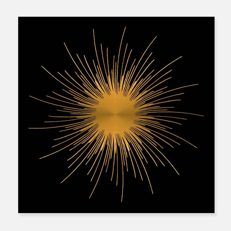Image de soleil d’or - Poster 20 x 20 cm - blanc