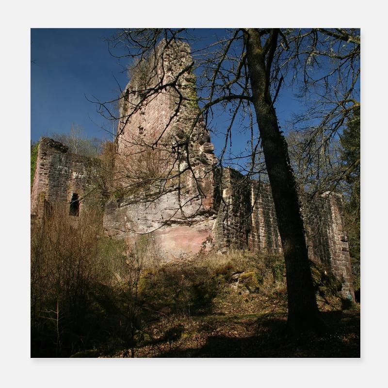 Mystical castle ruins Waldeck (Northern Black Forest) Poster 8" x 8" (20x20 cm)