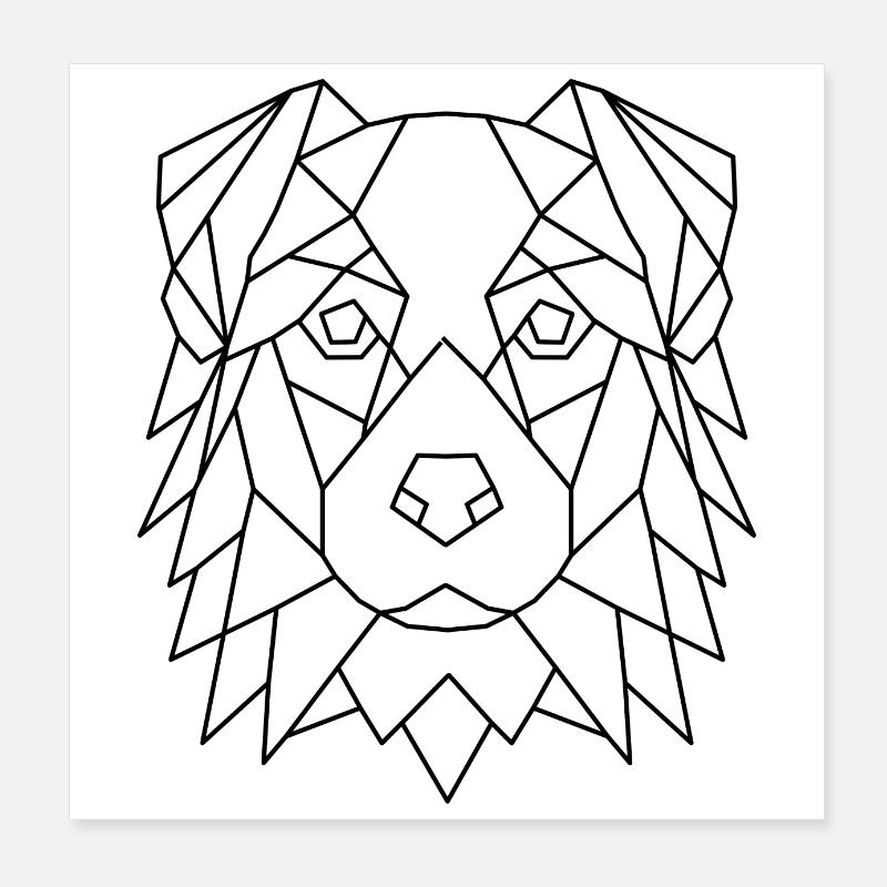 Geometrischer Australian Shepherd Poster 20x20 cm