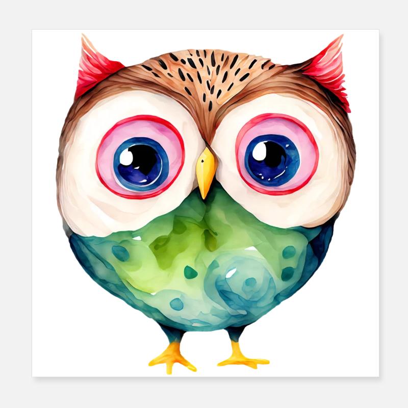 Eule - ein schöner Vogel, ein Symbol der Weisheit - Poster 20x20 cm - Weiß