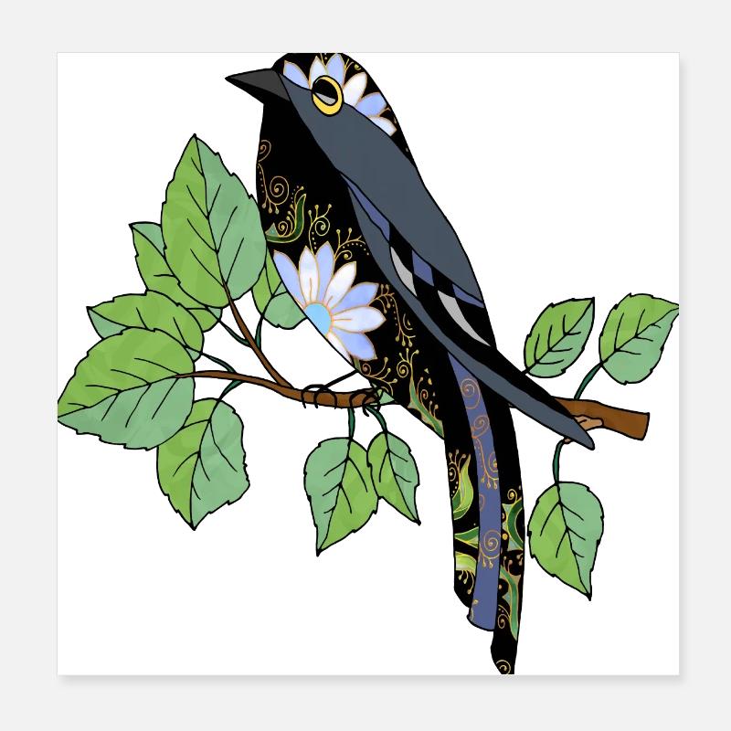 Bunter Vogel Poster 20x20 cm