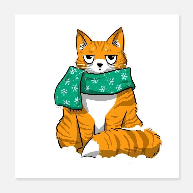 Winterkatze Poster 20x20 cm
