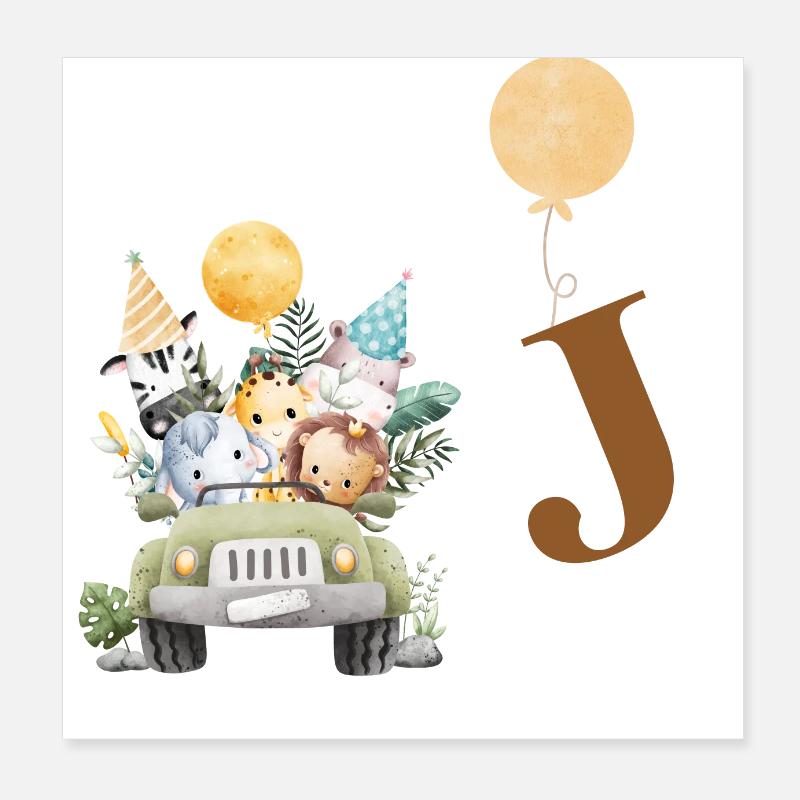 Lettera J Safari Poster 20x20 cm