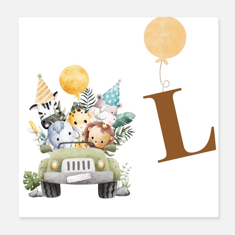 Lettera L Safari Poster 20x20 cm