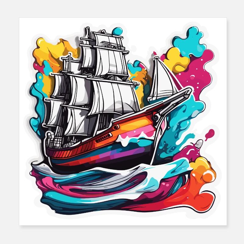 Schiff / Boot / Anker / Meer / Ocean / Kapitän Poster 20x20 cm