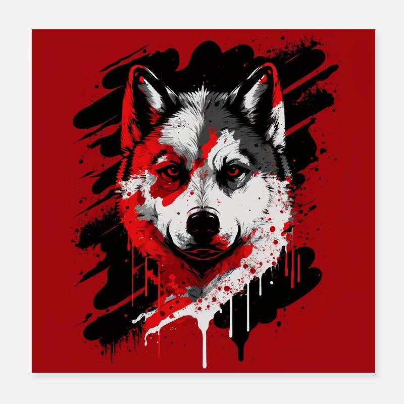 Husky Dog Poster 8" x 8" (20x20 cm)