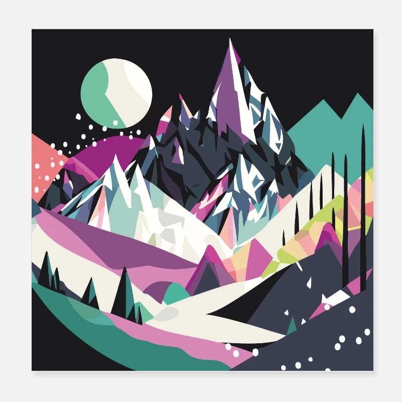 Abstract Mountain Background Poster 8" x 8" (20x20 cm)
