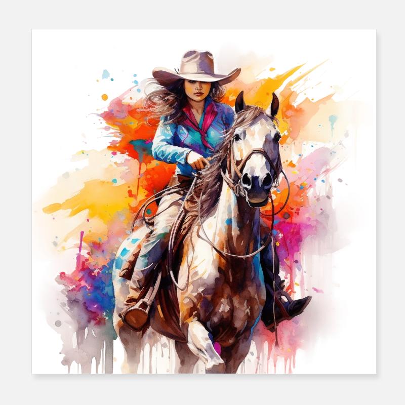, Western Horse Poster 8" x 8" (20x20 cm)