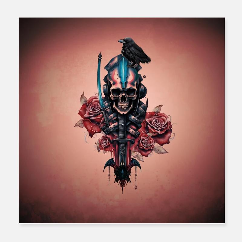 Die dunkle und mysteriöse Welt des Gothic Skull Poster 20x20 cm