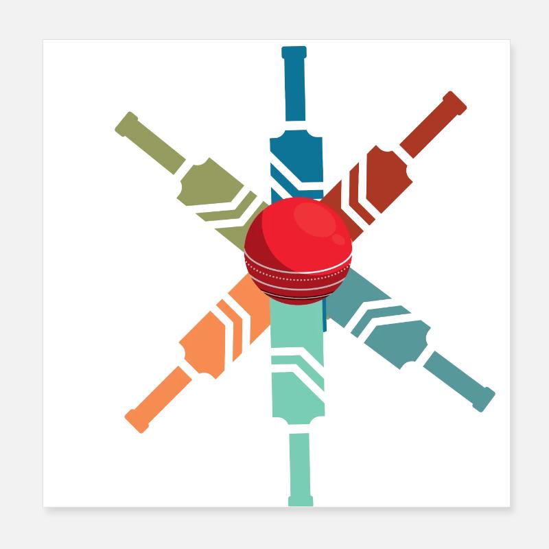 Colorful Cricket Racket - Cricket Gift Idea Poster 8" x 8" (20x20 cm)