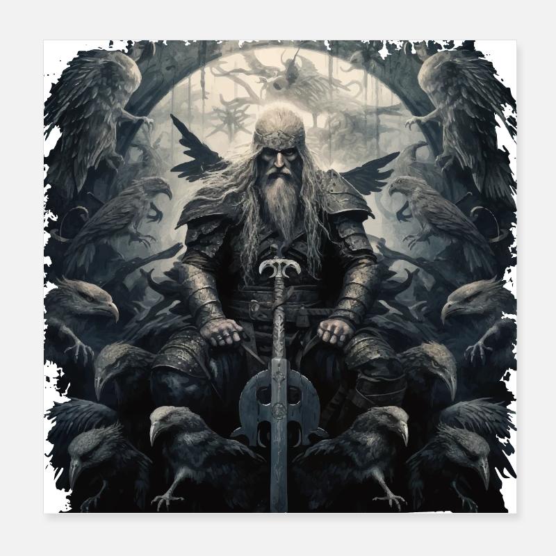 Odin Wikinger Gott Odins Raben Hugin & Munin Poster 20x20 cm