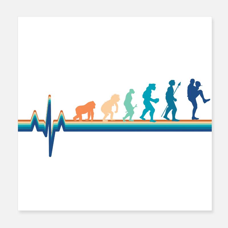 Évolution battement de cœur baseball Poster 20 x 20 cm