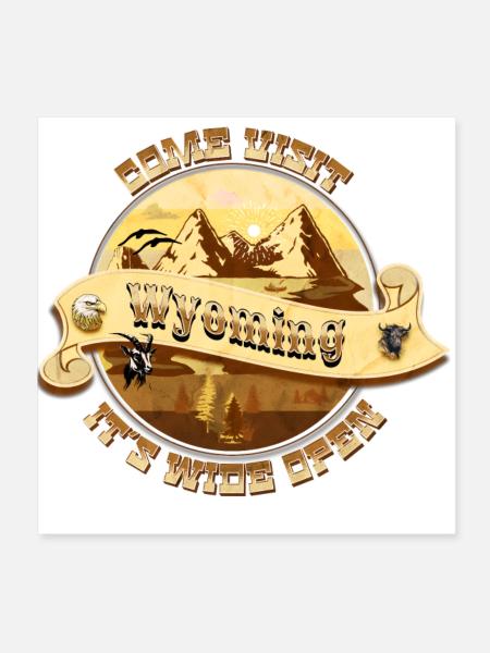 Come visit Wyoming- gold - Poster 20x20 cm - Weiß