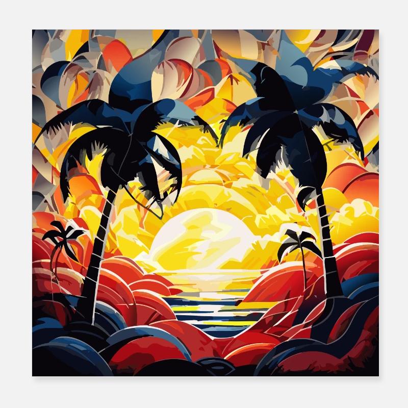 Coucher de soleil des Caraïbes (Collection d’œuvres d’art) Poster 20 x 20 cm