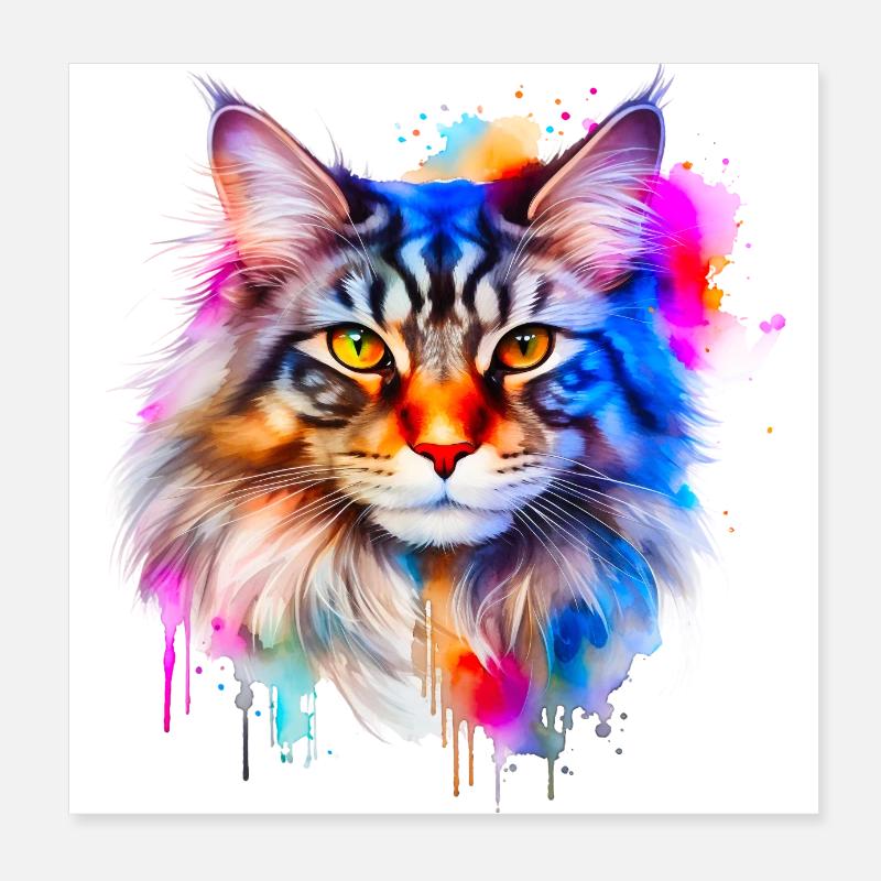 Maine Coon Katze Poster 20x20 cm