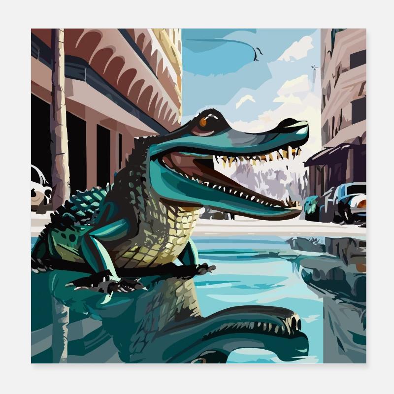 Crocodile dans les rues de Miami Poster 20 x 20 cm