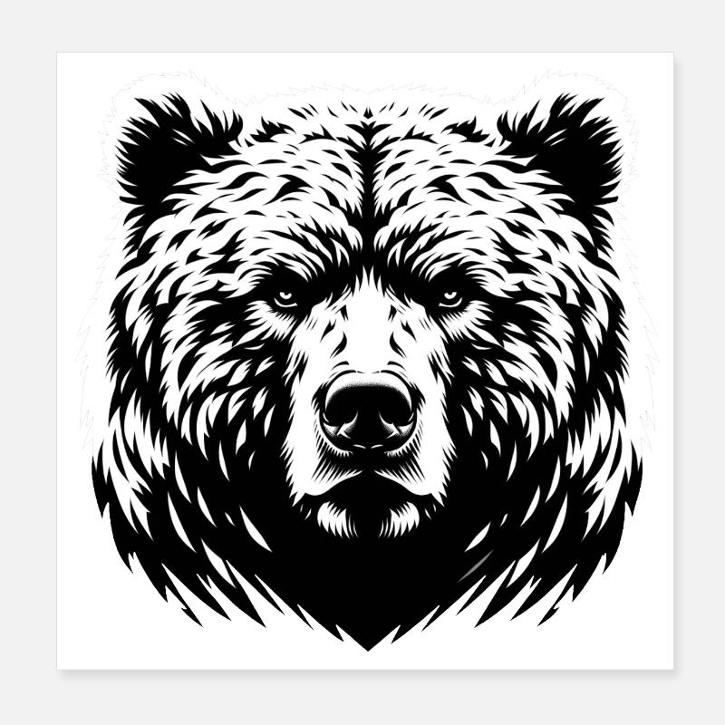 Mighty Bear | Powerful bear Poster 8" x 8" (20x20 cm)