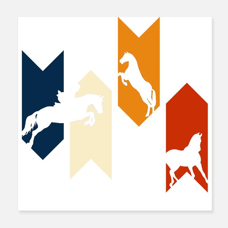 Cheval rétro vintage - idée cadeau cheval Poster 20 x 20 cm