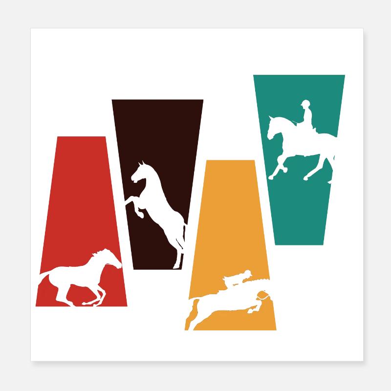 Cheval rétro vintage - idée cadeau cheval Poster 20 x 20 cm