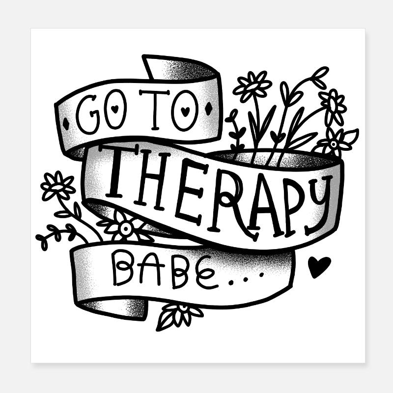 Boho tattoo Go To Therapy Babe Poster 8" x 8" (20x20 cm)