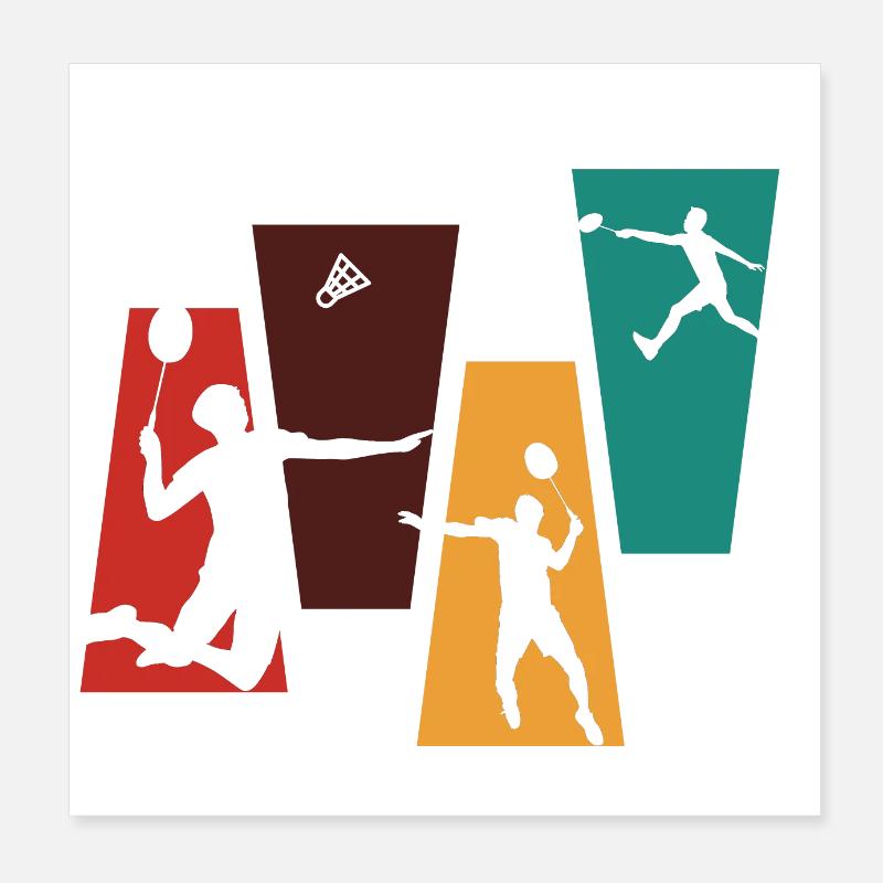 Vintage Retro Badminton - Badminton Geschenkidee Poster 20x20 cm