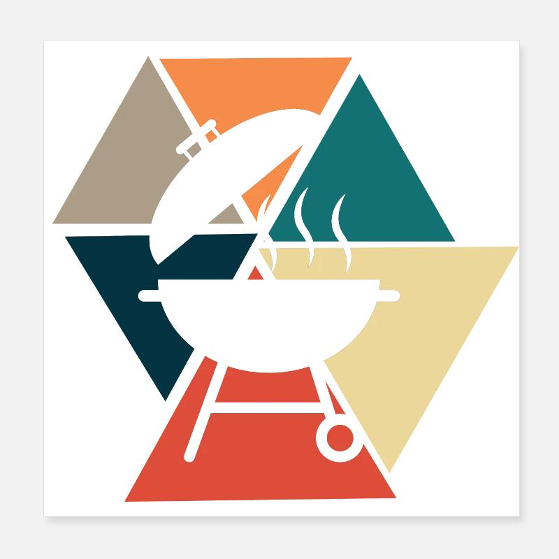 Vintage Retro BBQ - BBQ Gift Idea Poster 8" x 8" (20x20 cm)