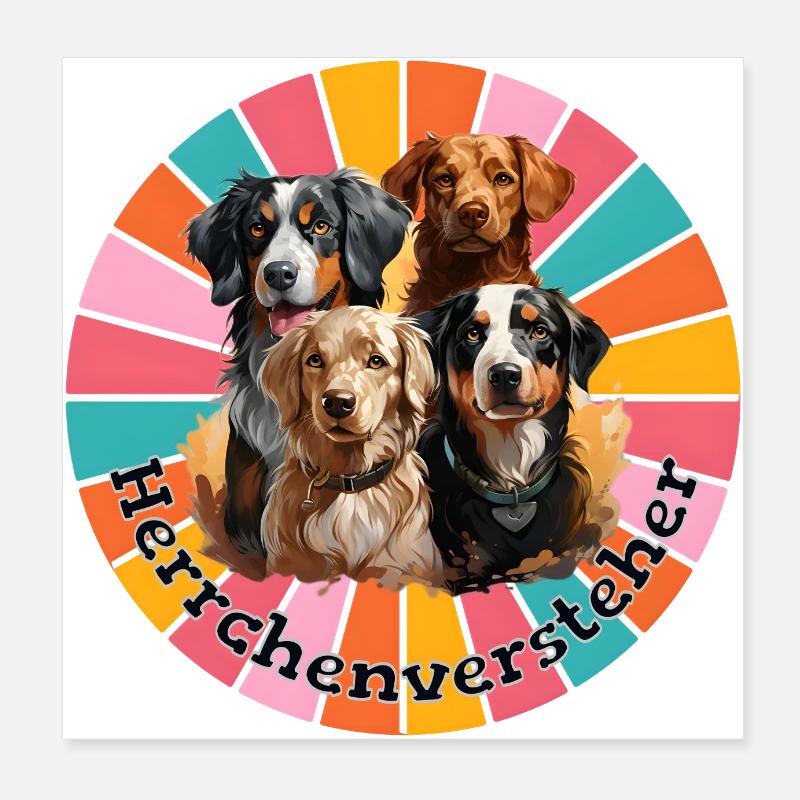 Herrchenversteher, rund Poster 20x20 cm