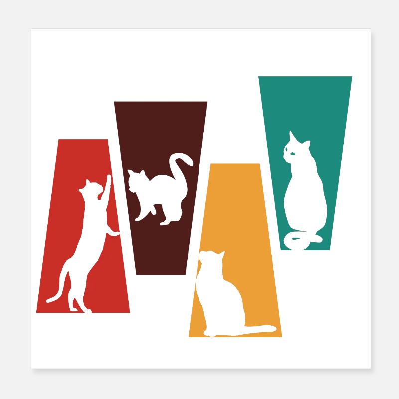Vintage-Retro-Katzen-Geschenkidee Poster 20x20 cm