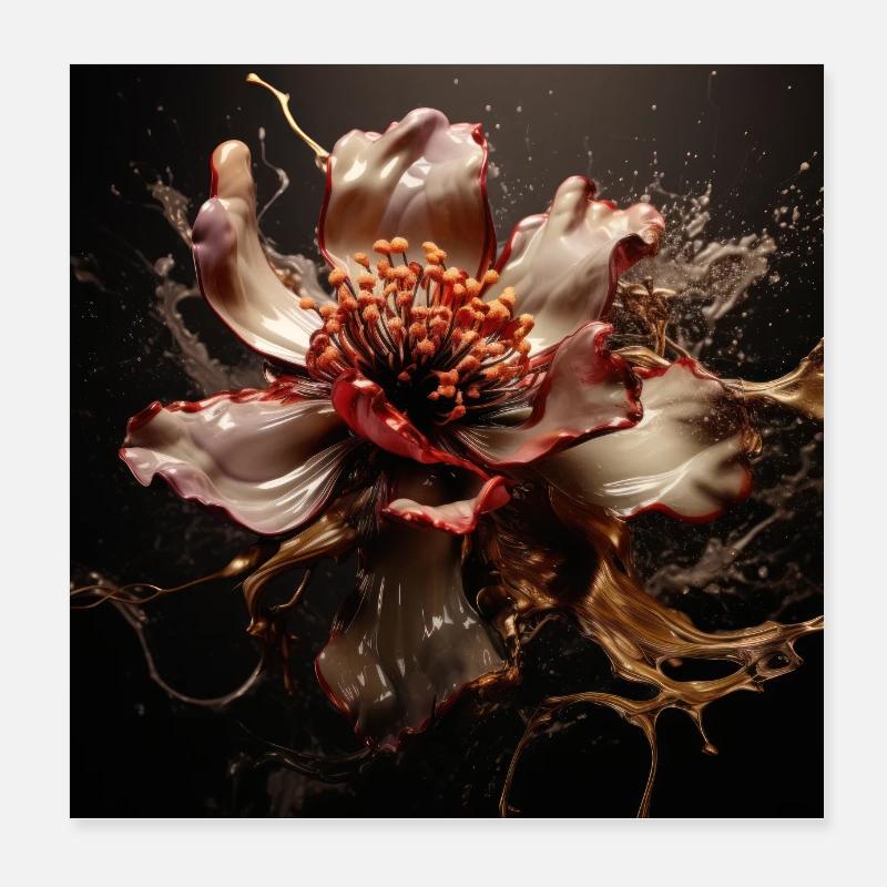 Luxe Glamour Fleur Fluide Abstrait Poster 20 x 20 cm