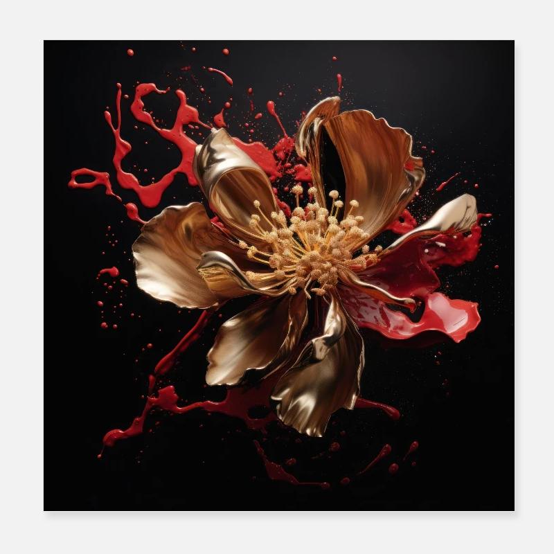 Luxe Glamour Fleur Fluide Abstrait Poster 20 x 20 cm