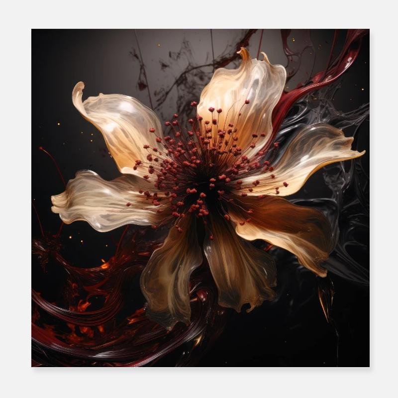 Luxe Glamour Fleur Fluide Abstrait Poster 20 x 20 cm